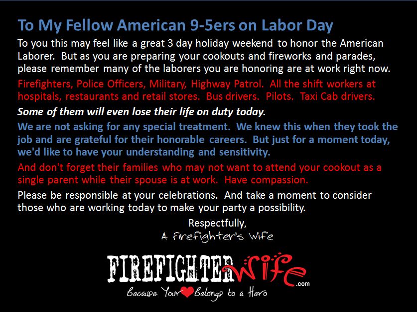 A Respectful Labor Day Request from a Firefighter Wife